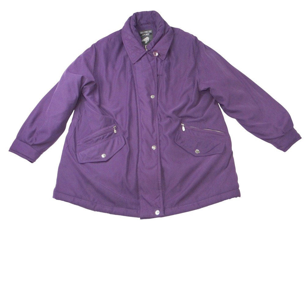 Bromley Sport Womens Purple Quilted Lined Jacket Size L‎ Thermoloft Winter Coat